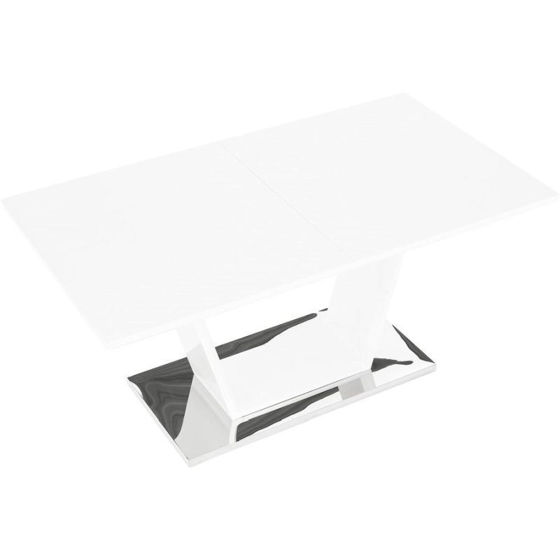 Jedálenský stôl, 160x90cm, rozkladací, MDF, biely lesk, PERAK