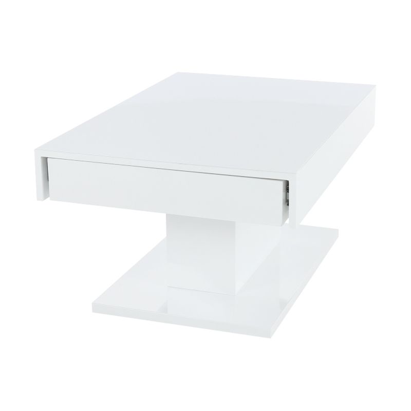 Konferenčný stôl, 90x60cm, s úložným priestorom, biely, DIKARO