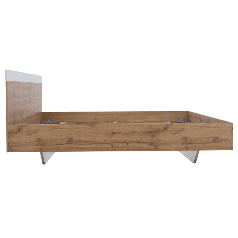 Manželská posteľ, 180x200, dub wotan, biela, GABRIELA