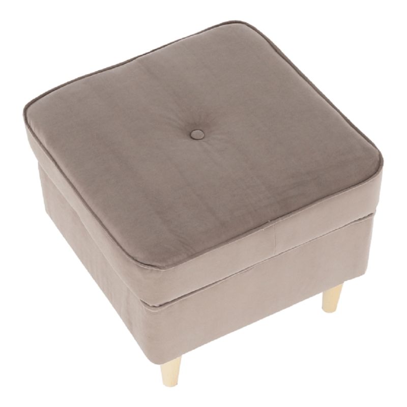 Moderný taburet, 40cm, látka béžovosivá, drevo buk, RUFINO 3 NEW