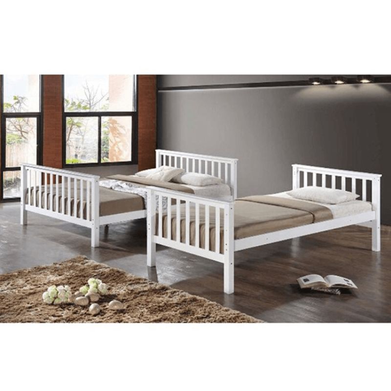 Poschodová rozložiteľná posteľ, 140x200cm, biela, BAGIRA