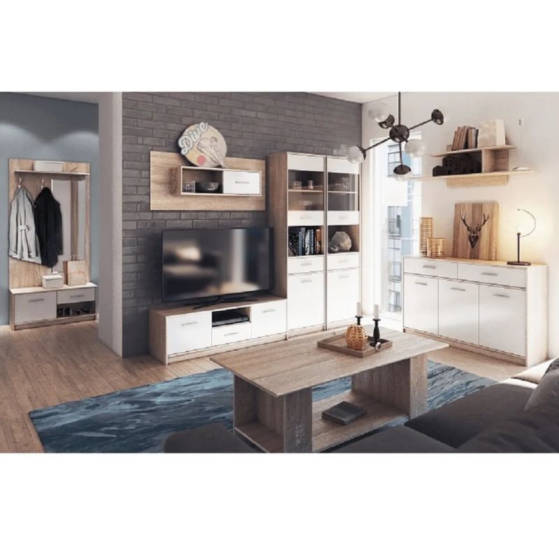 Skriňa, 83cm, kombinovaná, biela, dub sonoma, TEYO