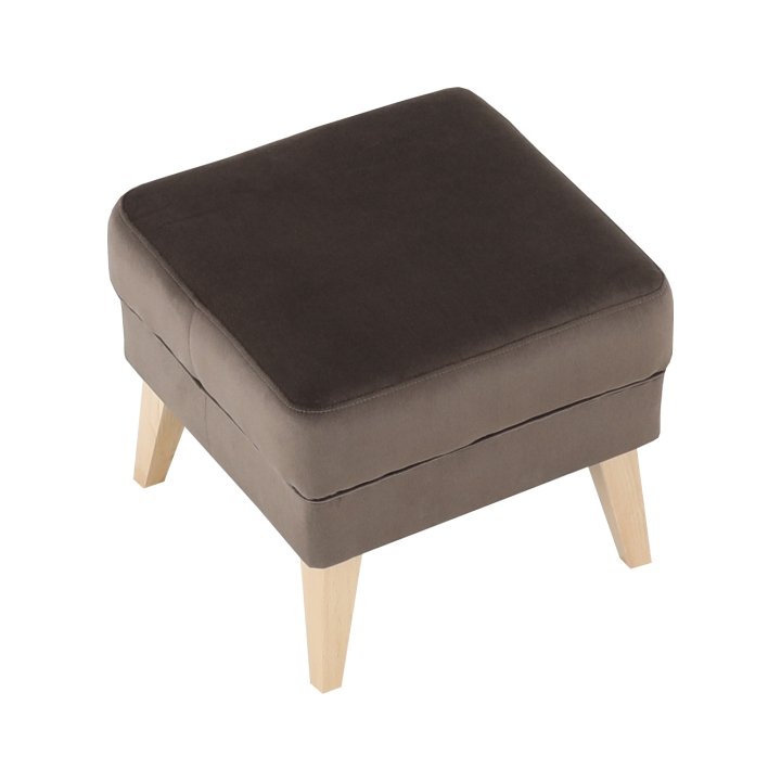 Taburet, 50cm, látka taupe sivohnedá, drevo buk, Rodeza