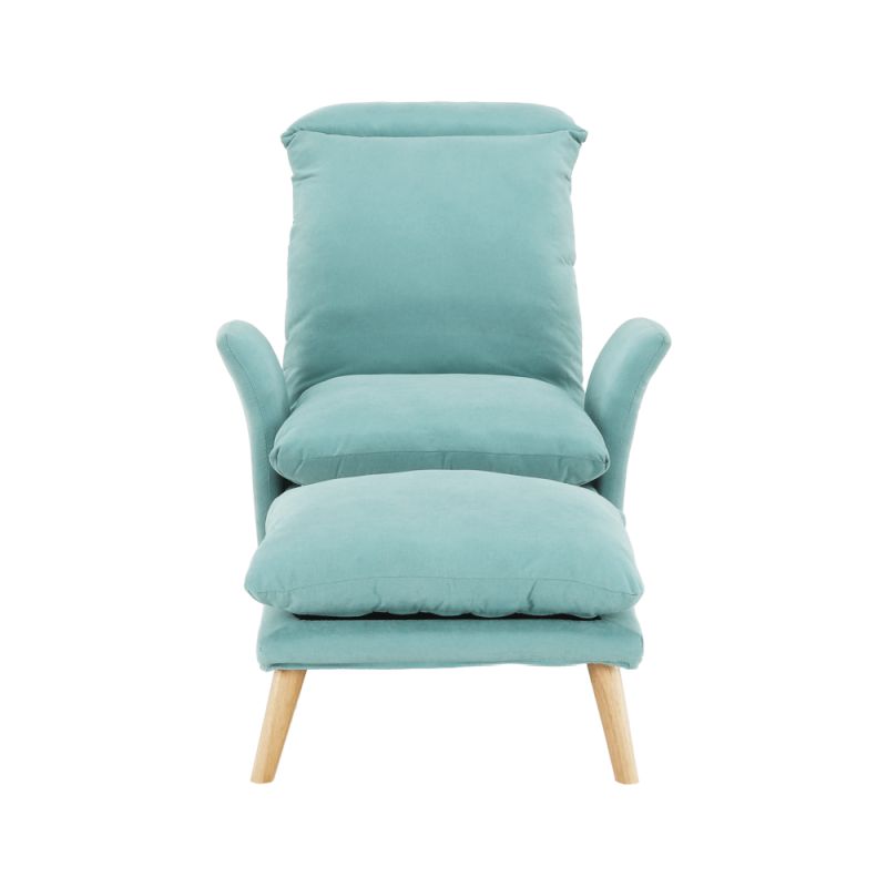 Kreslo s podnožou, prírodné drevo, mentolová látka, ZANDER