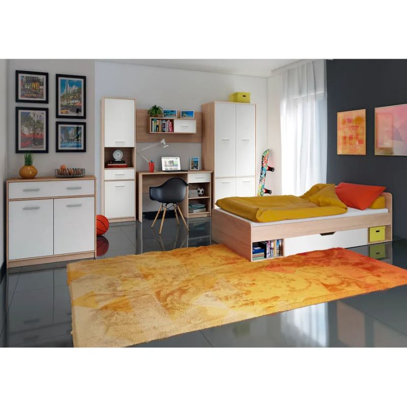 Vitrína, 83cm, biela, dub sonoma, TEYO 2D1W1S