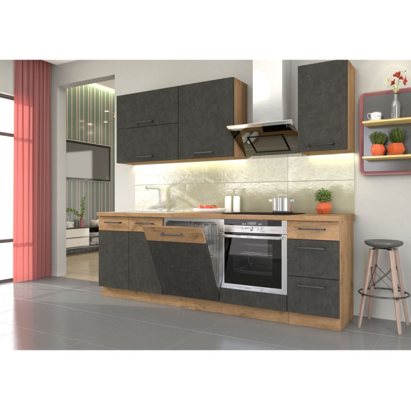 Spodná skrinka, 80cm, sivá, dub lancelot, VEGA 80 D 2F BB