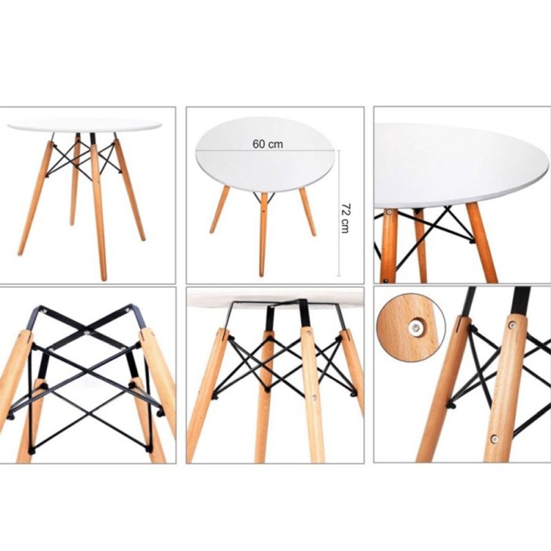 Jedálenský stôl, okrúhly 60cm, MDF, biely, buk, GAMIN NEW 60