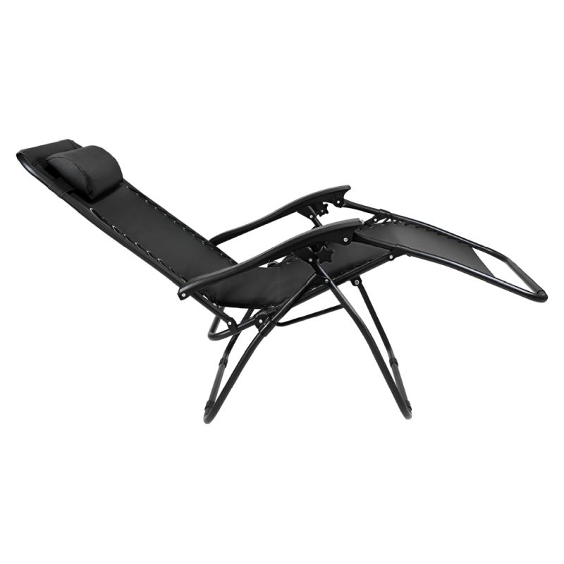 Záhradné, polohovacie kreslo, látka čierna, kov čierny, GERALD NEW