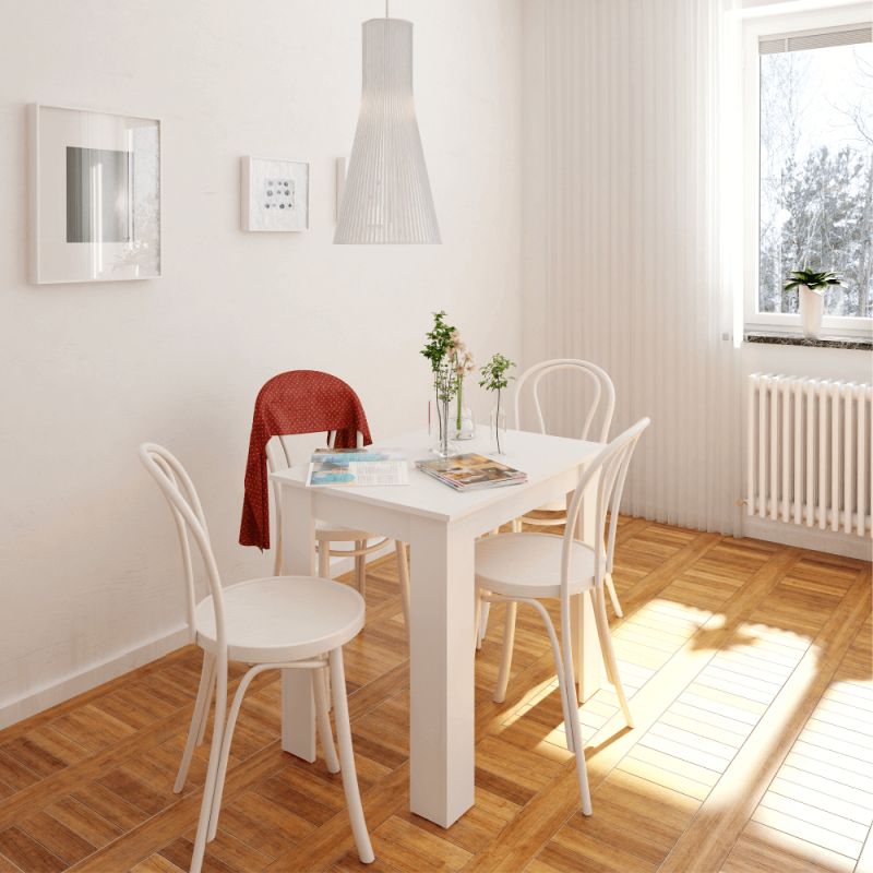Jedálenský stôl, 86x60cm, DTD, biely, TARINIO