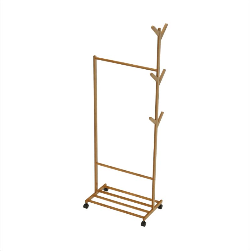 Pojazdný vešiak, prírodný, bambus, šírka 60cm, VIKIR TYP 1