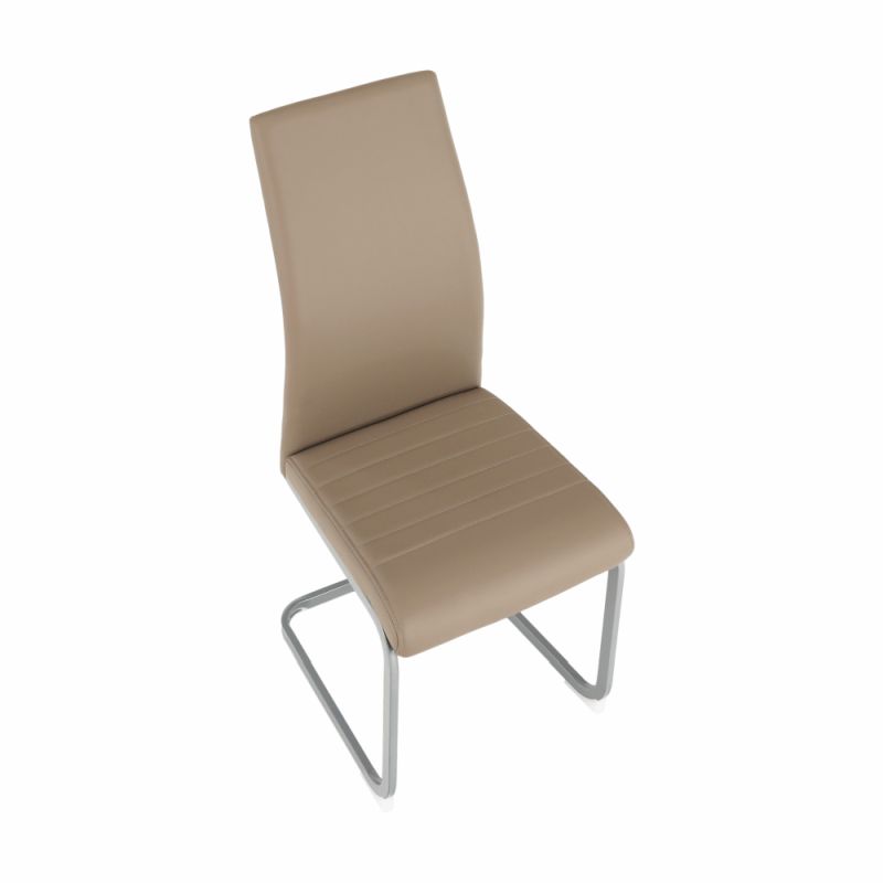 Jedálenská stolička, sivohnedá TAUPE látka, nohy sivé, NOBATA