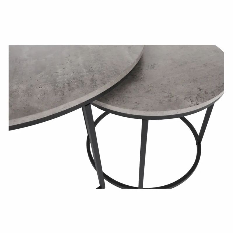 Set dvoch konferenčných stolíkov, 80x80cm, betón, čierny, IKLIN