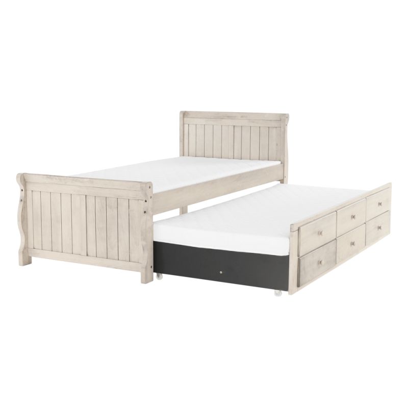 Posteľ s prístelkou, 90x200cm, antická biela, ANTIKO