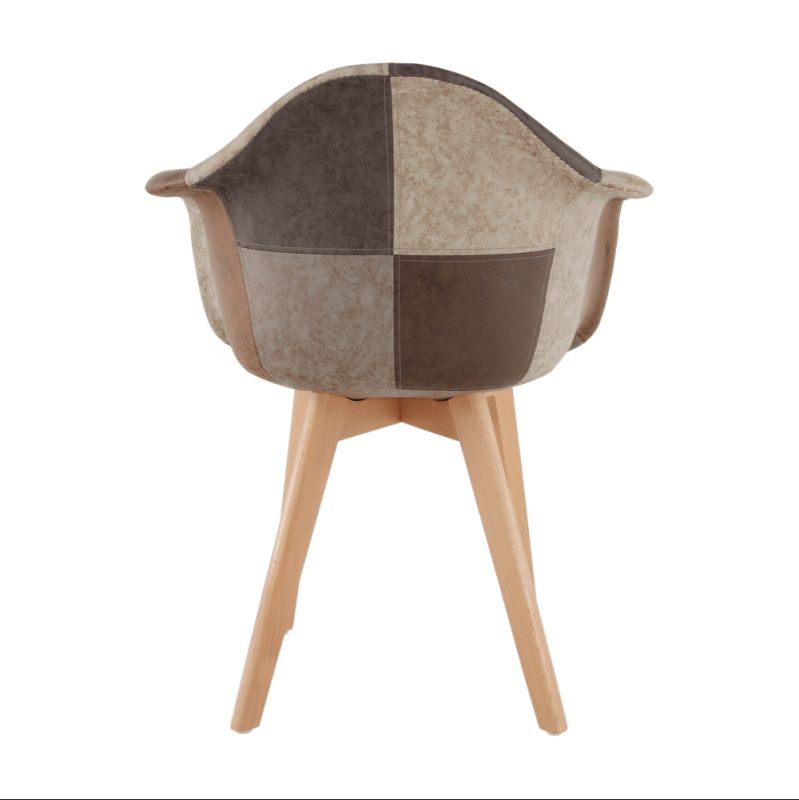 Dizajnové kreslo, patchwork látka, nohy buk, TERST