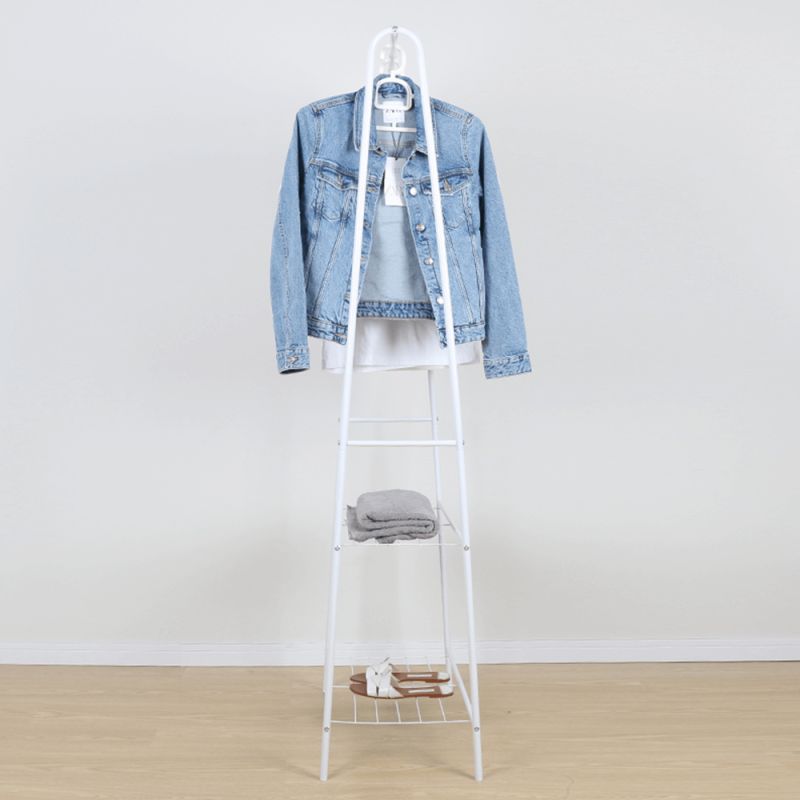 Stojan na oblečenie s policami, biely kov, RETOR