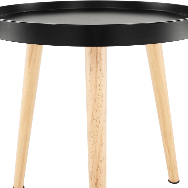 Príručný stolík, 40x40cm, čierny, prírodný, SANSE TYP 2