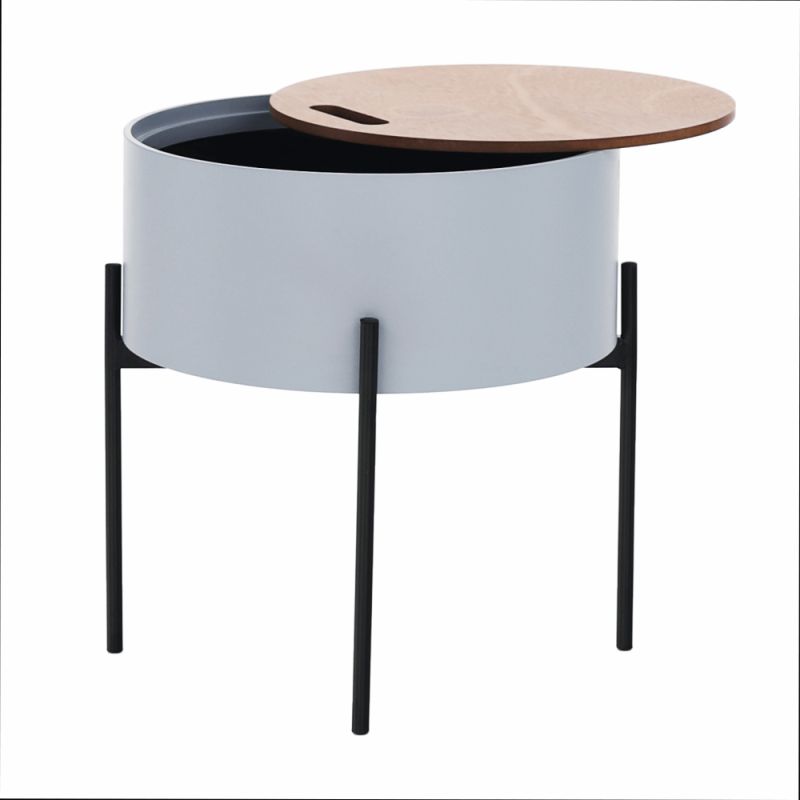 Príručný stolík, 38x38cm, sivý, prírodný, čierny, MOSAI