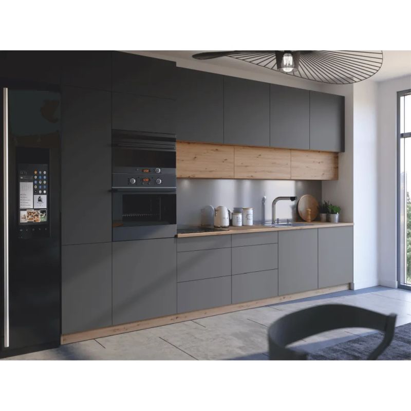 Spodná skrinka, 60cm, dub artisan, sivý mat, PUSH UP, LANGEN D60S3