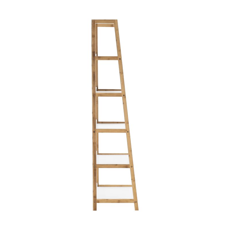 Regál, 63cm, 5-policový, biely, prírodný, KOEN TYP 3