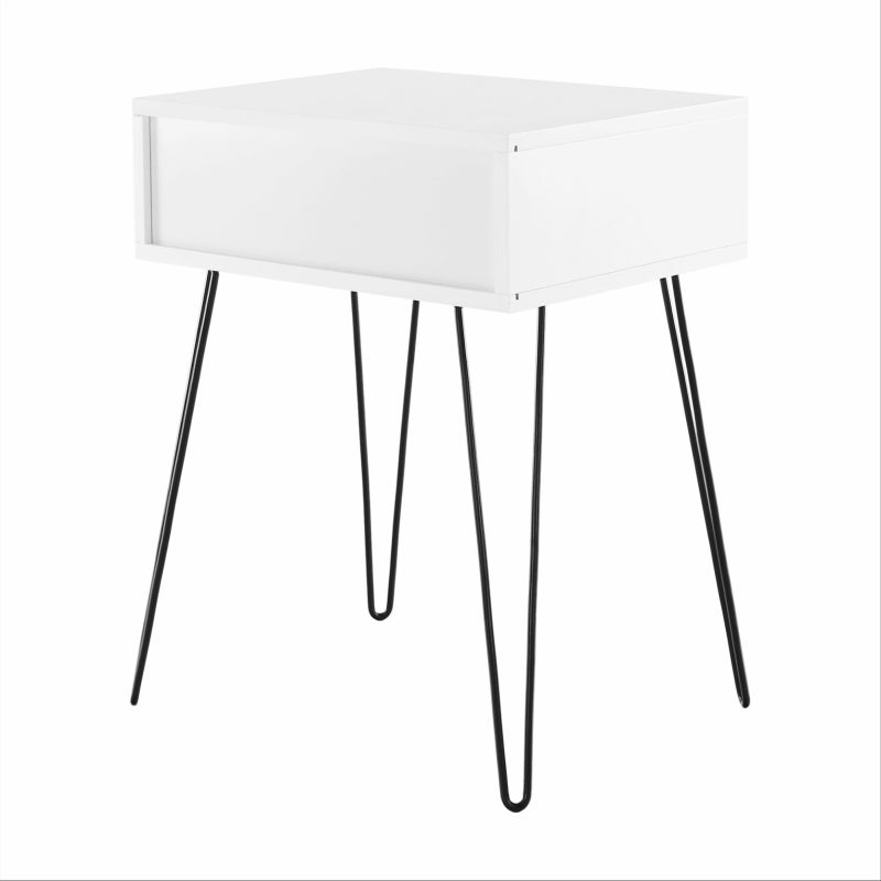 Príručný, nočný stolík, 45cm, biely, čierny, HONEJ