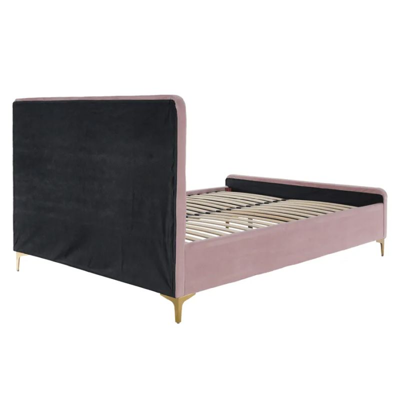 Posteľ, 140x200, s roštom, ružová, látka, KAISA