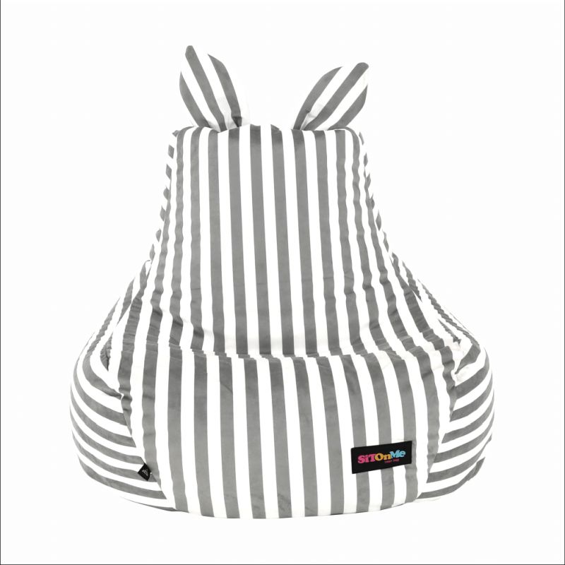 Sedací vak, 50cm, biela, sivá látka, LAPIN