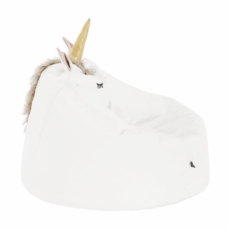 Sedací vak, 75cm, jednorožec, biely, látka, INOROG