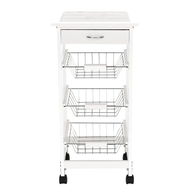 Servírovací vozík, 37cm, biely, KORUS