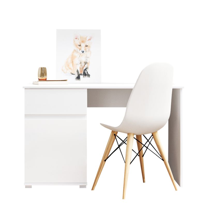 PC stôl, 120x67cm, biely lesk, LINDY 1D1S