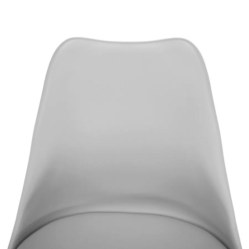 Štýlová otočná stolička, svetlosivá ekokoža a plast, nohy buk, ETOSA