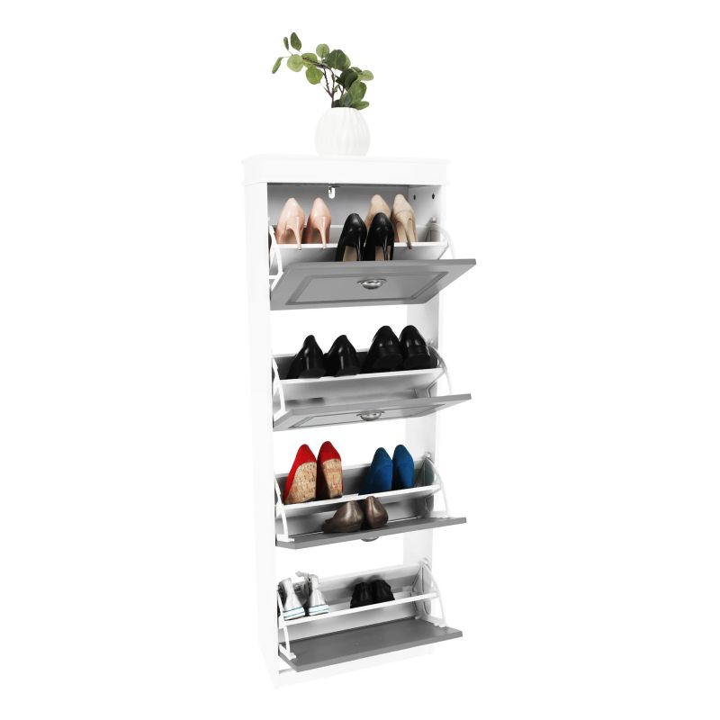 Botník, 53cm, 4-radový, biely, sivý, SEBER TYP 3