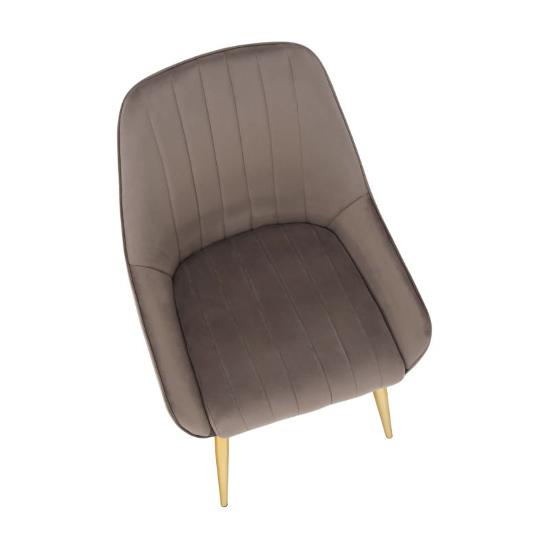 Jedálenská stolička, sivohnedá Taupe látka, nohy gold chróm zlatý, PERLIA