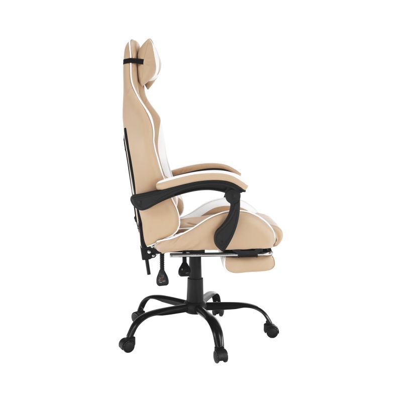 Kancelárske, herné kreslo, béžová a biela ekokoža, OZGE 2 NEW