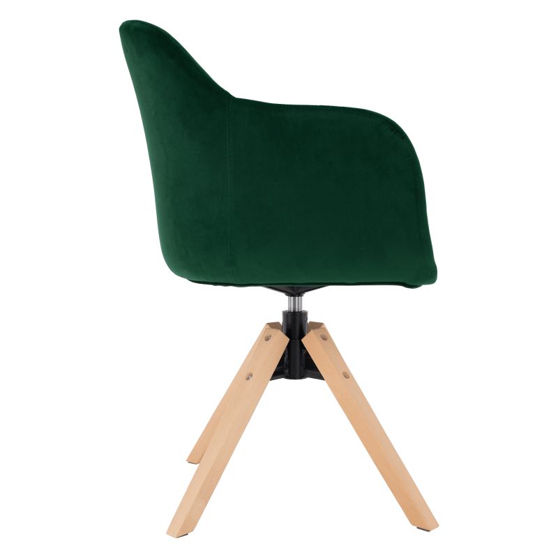 Otočné kreslo, buk drevo, smaragdová látka, DALIO