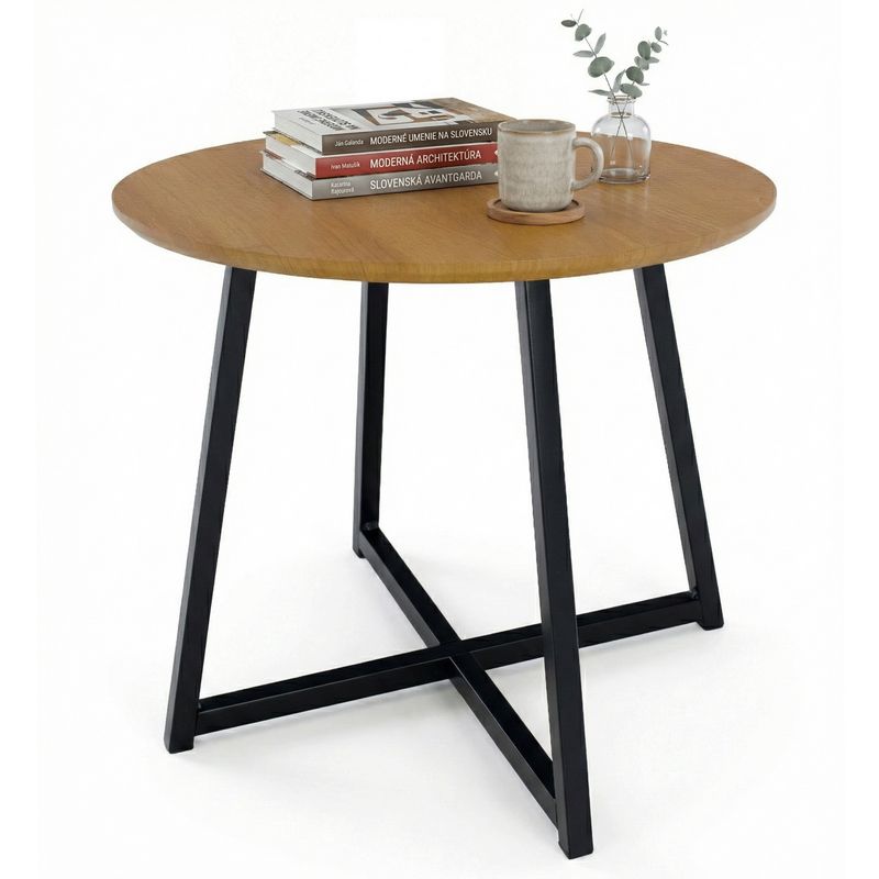 Príručný stolík, 50x50cm, dub, čierny, DELIK