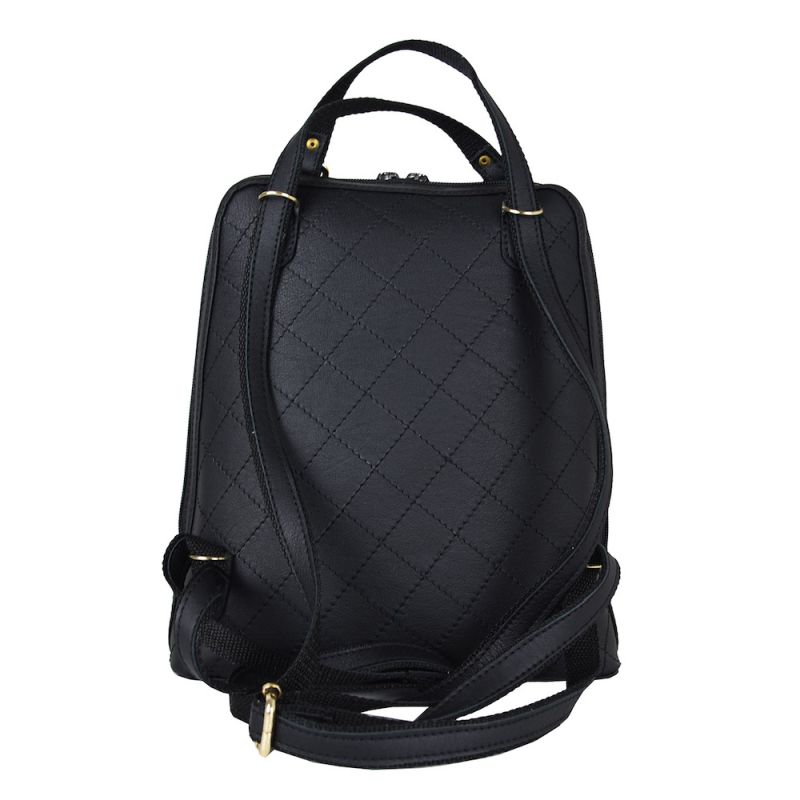 Luxusný dámsky kožený ruksak z prírodnej kože v čiernej farbe