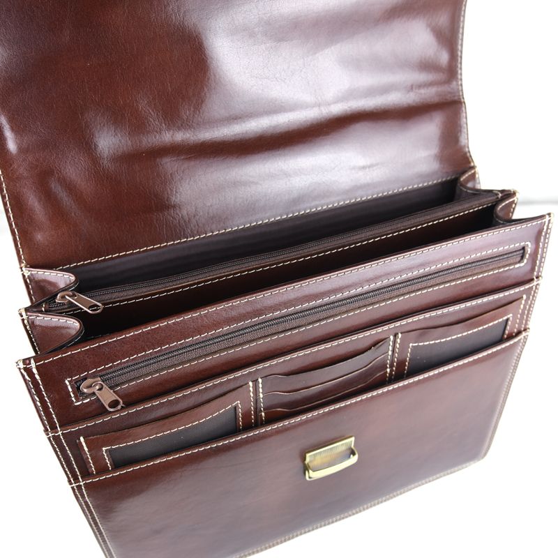 Luxusná perfektná kožená aktovka č.8040 v hnedej farbe