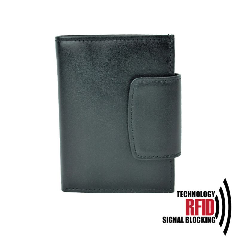 Kožená RFID peňaženka vybavená blokáciou RFID / NFC, čierna farba č.8211