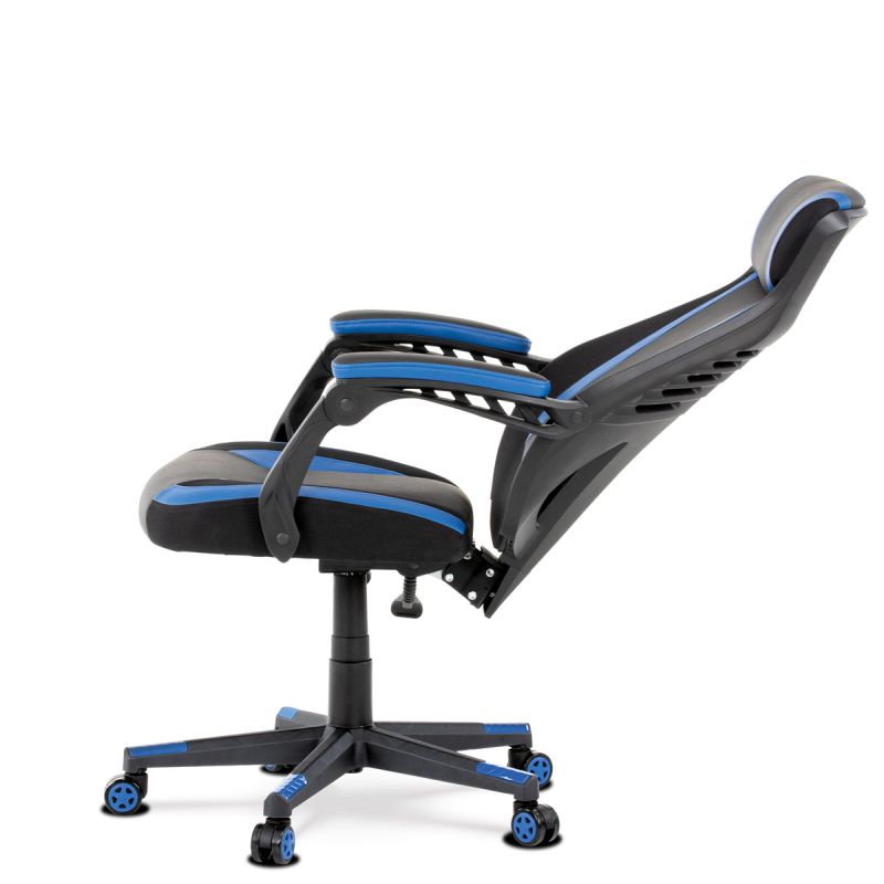 Herné kreslo, čierna, modrá, ekokoža, 130 kg, KA-Y213 BLUE