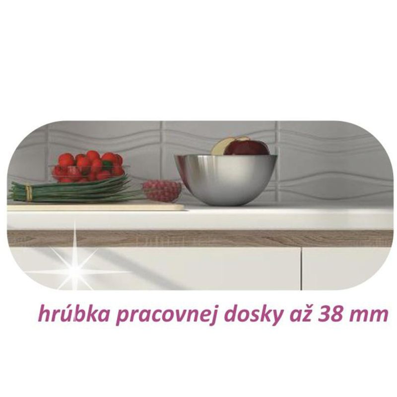 Kuchynská zostava, 260cm, biela, dub sonoma, LINE