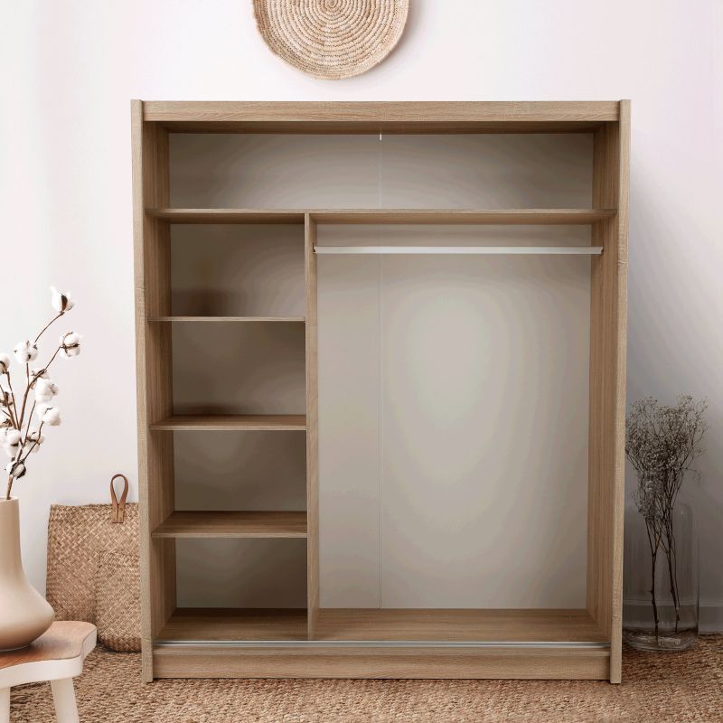 Skriňa, 180cm, kombinovaná, dub sonoma, zrkadlo, LOW