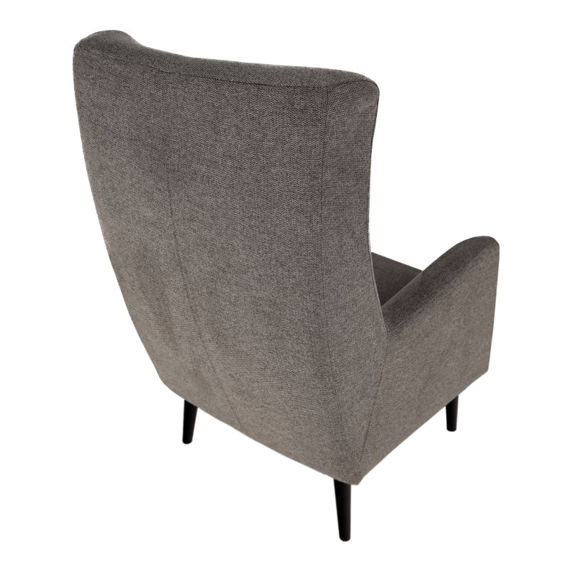 Kreslo ušiak, čierne drevo, sivá látka, SAMY