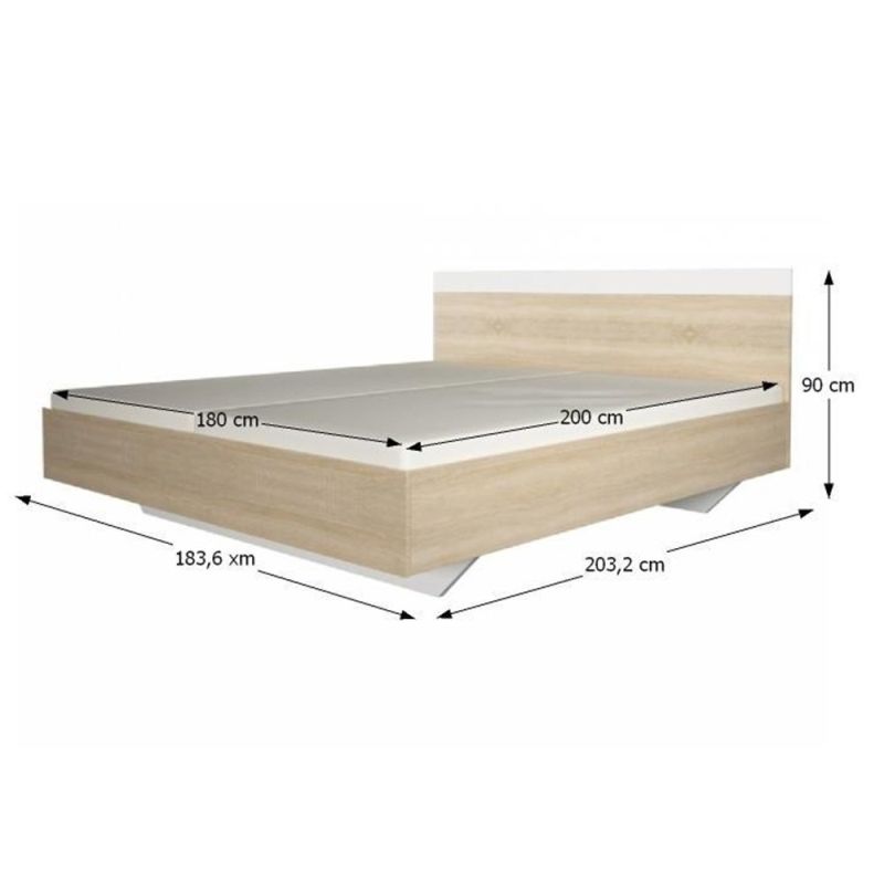 Spálňový komplet, 180x200cm, dub sonoma, biely, GABRIELA NEW