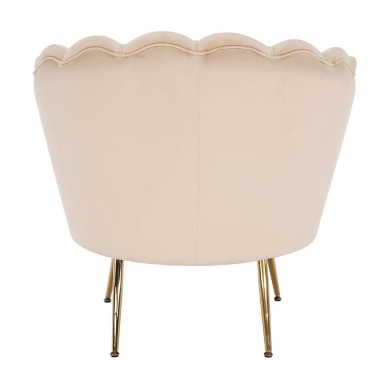 Kreslo, Art-deco, nohy gold chróm, béžová látka, NOBLIN