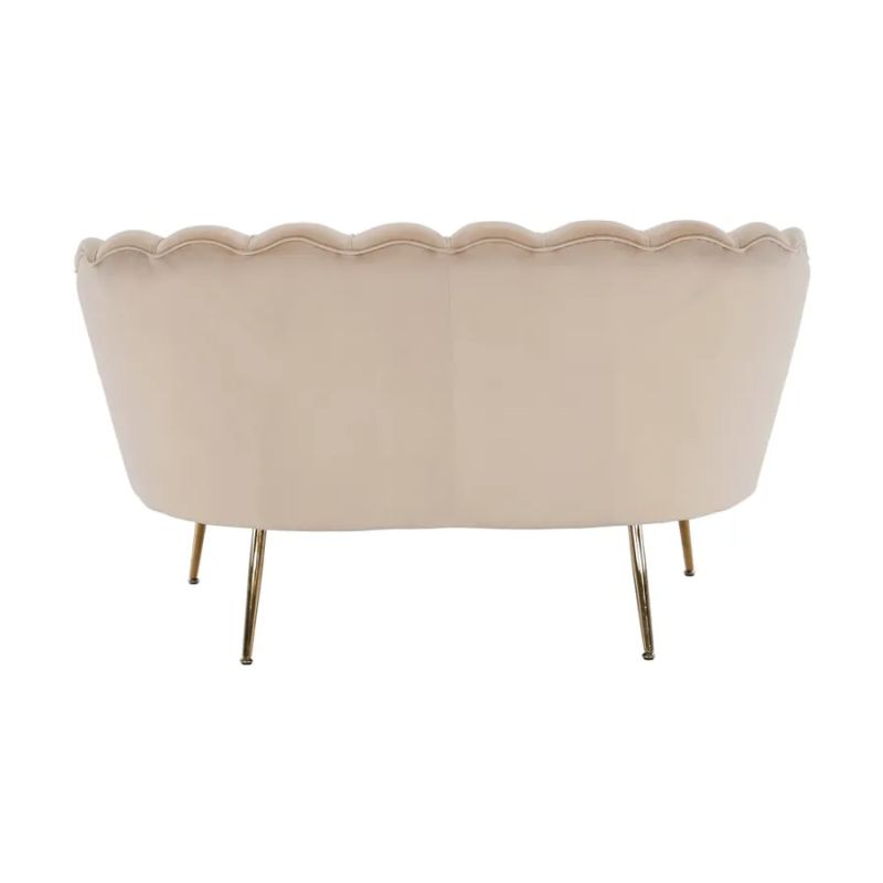 Lavica, Art-deco, nohy gold chróm, béžová látka, NOBLIN