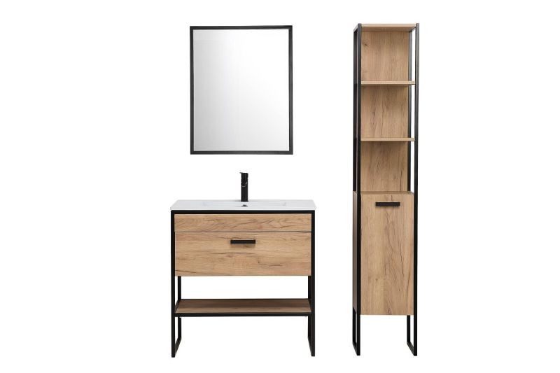 Skrinka do kúpeľne, 90cm, dub craft zlatý, čierna, BROOKLYN 827