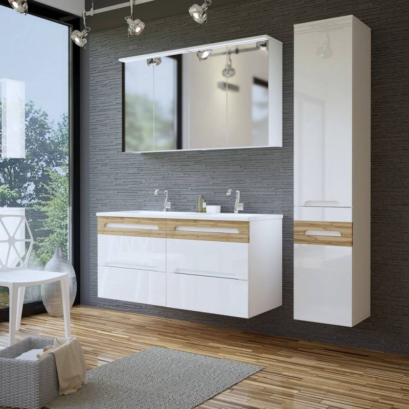 Skrinka so zrkadlom, 60cm, biela, GALAXY WHITE 840