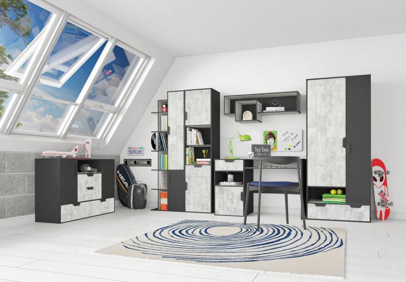 Komoda, 120cm, kombinovaná, grafit, enigma, NANO NA7