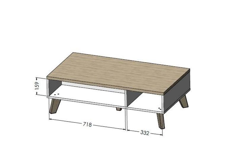 Konferenčný stolík, 110x60cm, biela matná, dub sonoma, Cama LOTTA 110