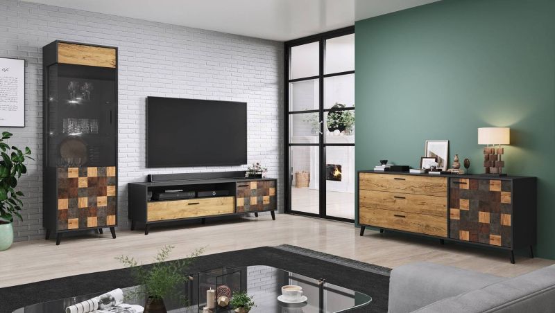 Komoda, 100cm, antracyt, dunkel, aquare dance dark, SOUL 2D